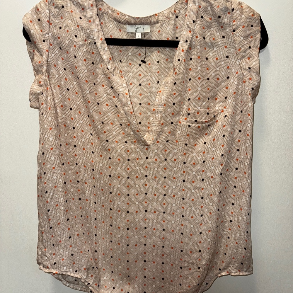 Joie Cream Geometric Blouse